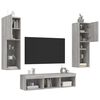 vidaXL 5 Piece TV Wall Units with LED Grey Sonoma Engineered Wood