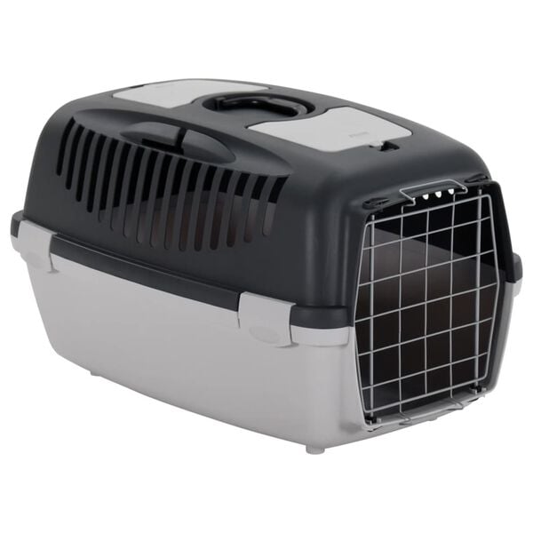 vidaXL Pet Carrier Grey and Black 61x40x38 cm PP