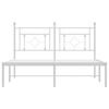 vidaXL Metal Bed Frame without Mattress with Headboard White 140x200cm