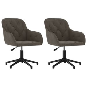 vidaXL Dining Chair 2 pcs 55 x 59.5 x 77 cm Dark Grey Velvet