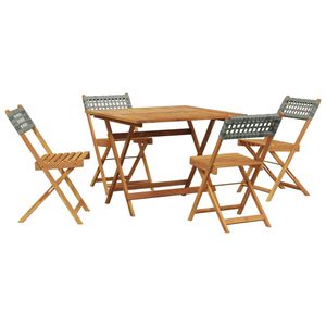 vidaXL 5 Piece Garden Dining Set Grey Poly Rattan and Solid Wood