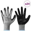 vidaXL Work Gloves 24 pcs Grey and Black 9 / L Polyester