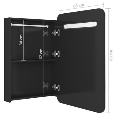 vidaXL LED Bathroom Mirror Cabinet Shining Black 60x11x80 cm