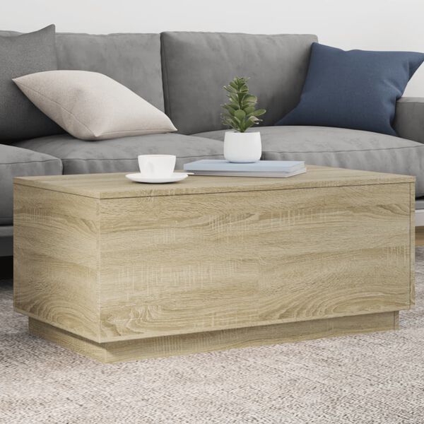 vidaXL Coffee Table with LED Lights Sonoma Oak 90x50x40 cm