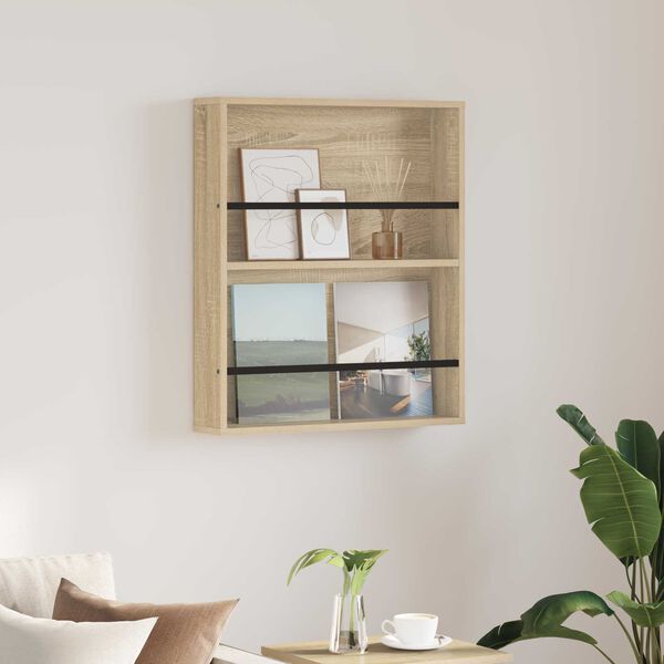 vidaXL Magazine Rack Sonoma Oak 60 x 12 x 70 cm Engineered Wood