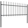 vidaXL Garden Fence with Spear Top Steel 1070x80 cm Black