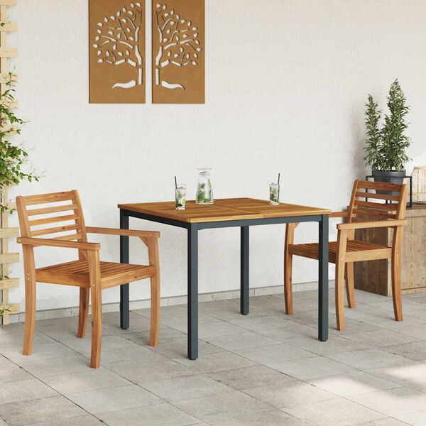 vidaXL Outdoor Tables Natural and black 90 x 90 x 75 cm