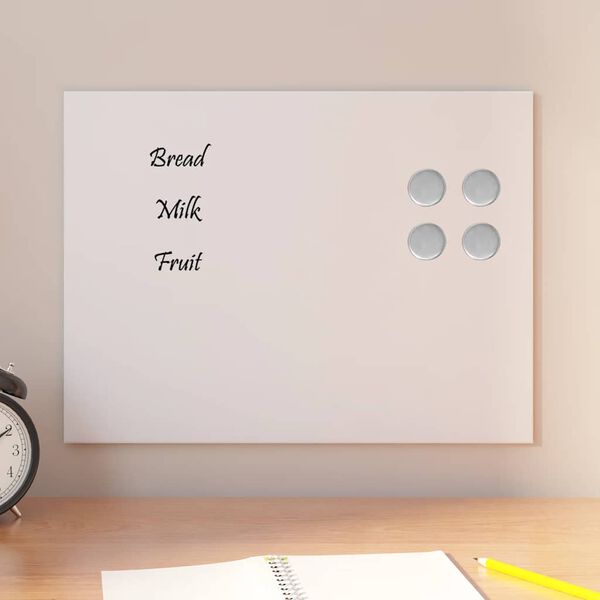 vidaXL Wall-mounted Magnetic Board White 40x30 cm Tempered Glass