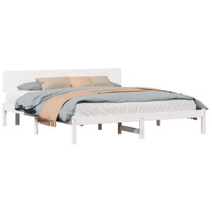 vidaXL Bed Frame with Headboard White 180 x 200 cm Solid Pine Wood