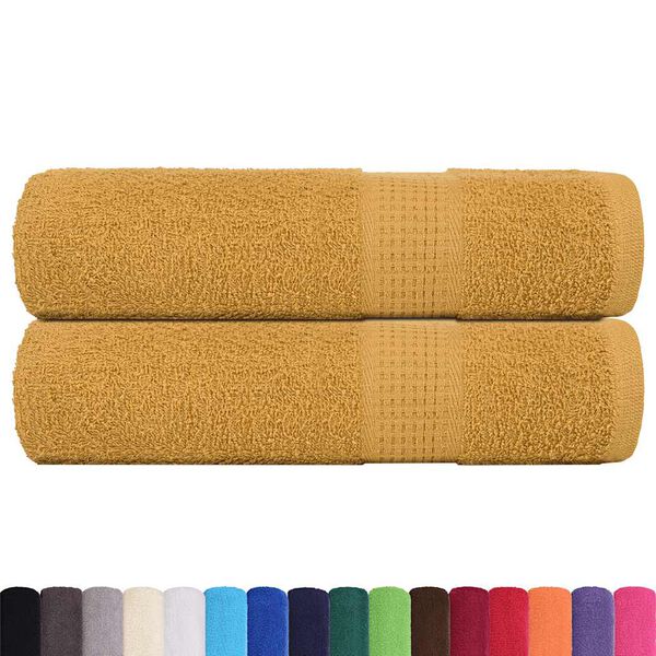 vidaXL Hand Towels "FROGN" 2 pcs Gold 50x100 cm 360 gsm
