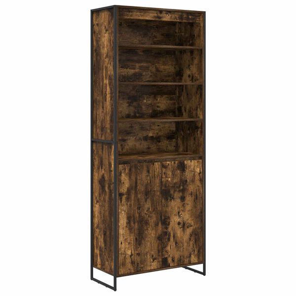 vidaXL Tall Cabinets 2 pcs Smoke Oak 79 x 36 x 200 cm Engineered Wood