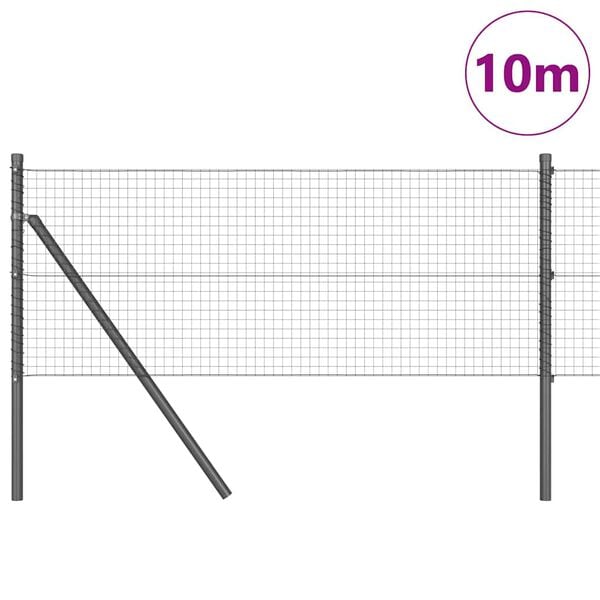 vidaXL Fence Post Grey 10 x 0.6 m (25 x 25 mm mesh) Steel and PVC