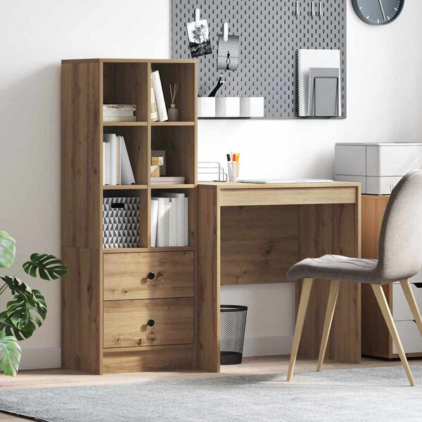 vidaXL Desk with Drawer 2 pcs Artisan Oak