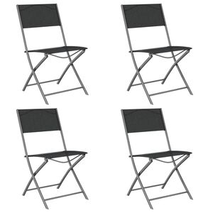 vidaXL Folding Outdoor Chairs 4 pcs Black Steel and Textilene