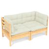 vidaXL 2-Seater Garden Sofa with Cream Cushions Solid Pinewood