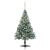vidaXL Frosted Pre-lit Christmas Tree with Ball Set Pinecones 150 cm