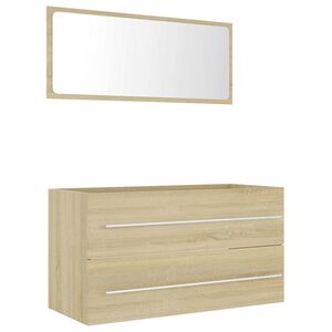 vidaXL 2 Piece Bathroom Furniture Set Sonoma Oak Engineered Wood