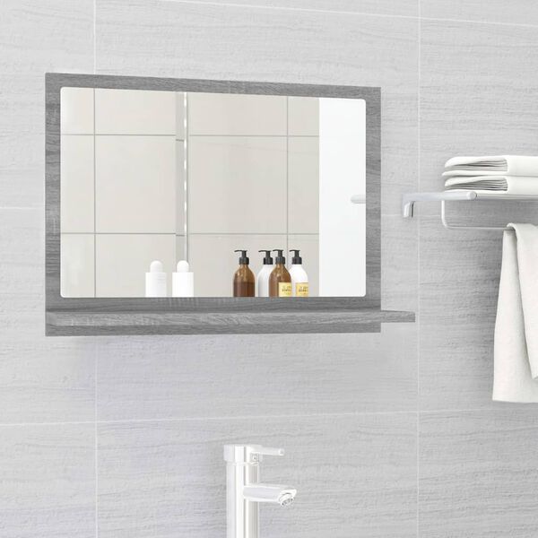 vidaXL Bathroom Mirror Grey Sonoma 60x10.5x37 cm Engineered Wood