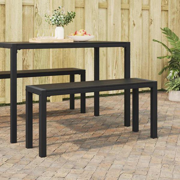 vidaXL Garden Bench Black 100 x 28 x 45cm Steel