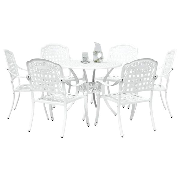 vidaXL Garden Dining Set 7 pcs White Aluminium
