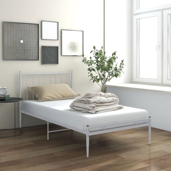vidaXL Bed Frame without Mattress White Metal 90x200 cm