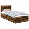 vidaXL Bed Frame with Drawer Smoked Oak 90 x 200 cm Engineer Wood