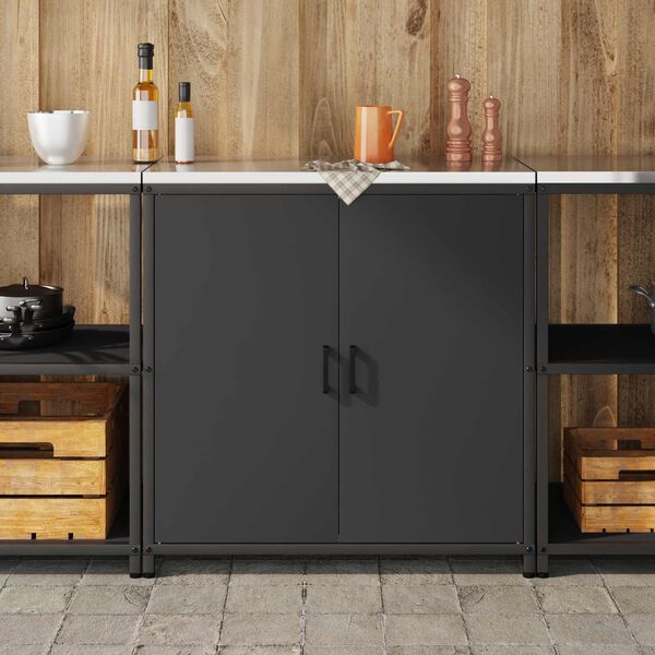 vidaXL Kitchen Storage with Shelf Black 90 x 50 x 92 cm Steel