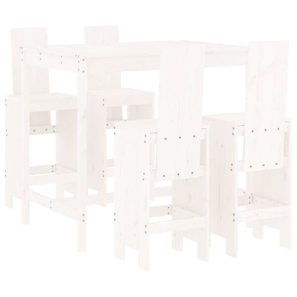 vidaXL 5 Piece Garden Bar Set White Solid Wood Pine