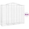 vidaXL Arched Gabion Baskets 14 pcs 200x50x160/180 cm Galvanised Iron