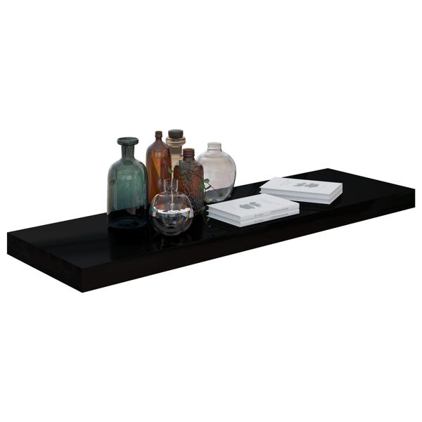 vidaXL Floating Wall Shelves 4 pcs High Gloss Black 80x23.5x3.8 cm MDF
