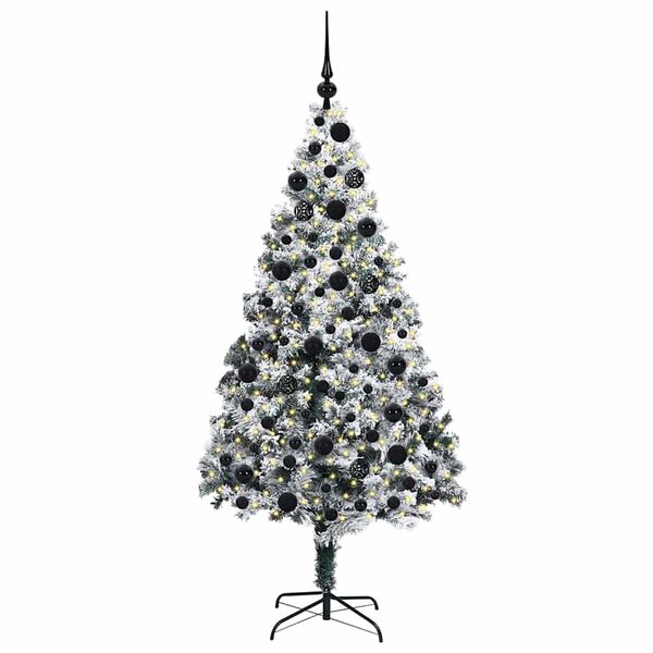 vidaXL Artificial Christmas Tree with 300 LEDs with Stand White 180 cm