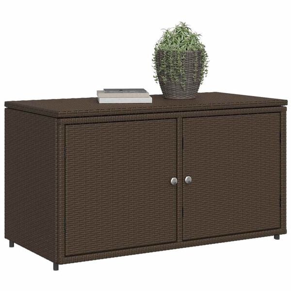 vidaXL Garden Storage Cabinet Brown 110x55x60.5 cm Poly Rattan