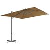 vidaXL Garden Parasol with Portable Base Taupe