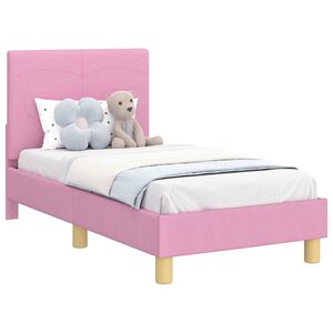 vidaXL Toddler Bed Frame with Headboard Pink 70 x 140 cm Fabric