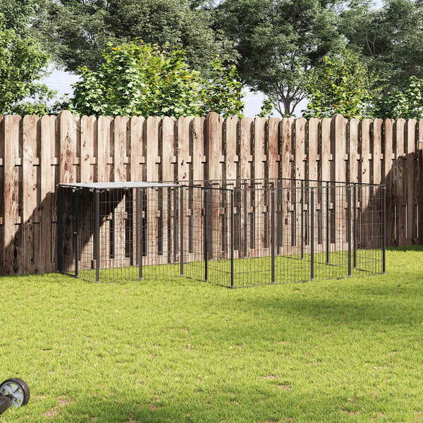 vidaXL Dog Kennel Black 6.05 m² Steel