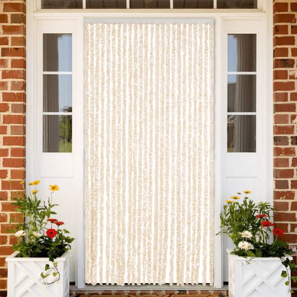 vidaXL Fly Curtain Beige and White 100x230 cm Chenille