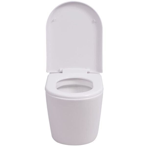 vidaXL Wall Hung Toilet Ceramic White