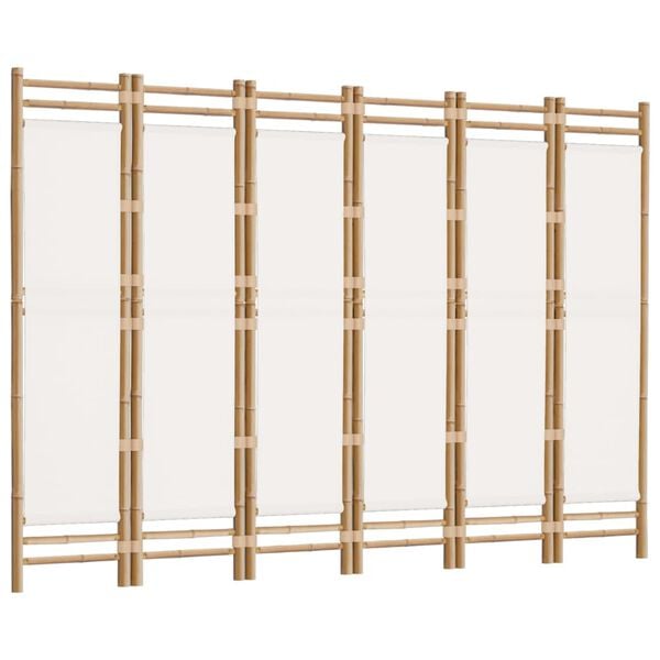 vidaXL Folding 6-Panel Room Divider 240 cm Bamboo and Canvas