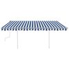 vidaXL Manual Retractable Awning with Posts 4x3 m Blue and White