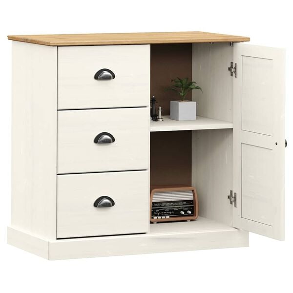 vidaXL Sideboard with Drawers VIGO 78x40x75 cm White Solid Wood Pine