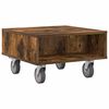 vidaXL Side Table with Wheels Smoked Oak 50.5 x 50 x 30 cm