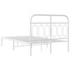 vidaXL Metal Bed Frame without Mattress with Headboard White 120x190cm