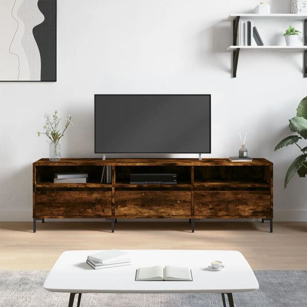 vidaXL TV Cabinet Smoked Oak 150x30x44.5 cm Engineered Wood