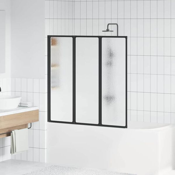 Shower Bath Screen Wall 117 x 120 cm 3 Panels Foldable