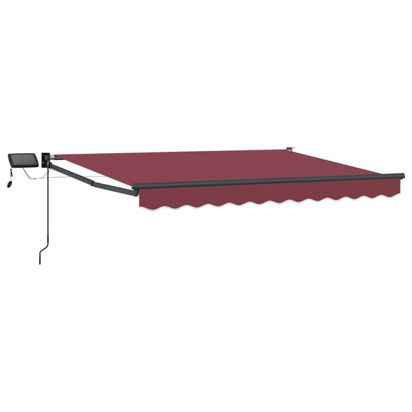 vidaXL Manual Retractable Awning with LEDs Burgundy Red 3 x 2.5 m