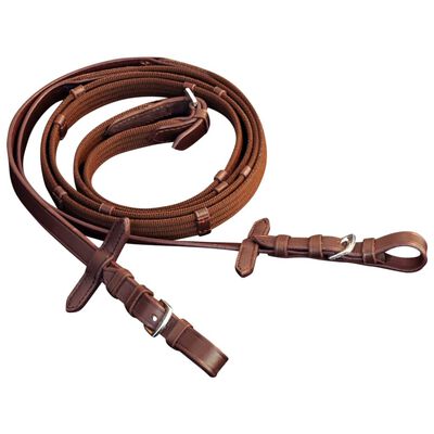 Leather Flash Bridle with Reins and Bit Brown Full