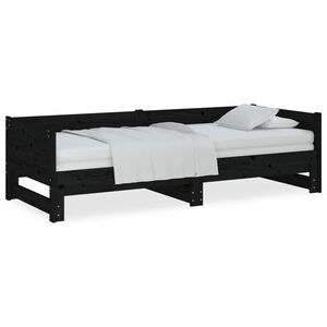 vidaXL Pull-out Day Bed without Mattress Black 2x(90x190) cm