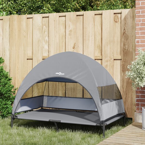 vidaXL Raised Dog Bed Light grey 127 x 81 x 108 cm Fabric and Steel