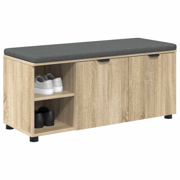 vidaXL Hall Bench with Cushion Plain Sonoma Oak 100 x 38 x 46 cm