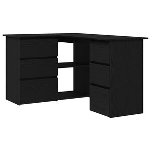vidaXL Desk Black Oak Engineered Wood 145 x 100 x 76 cm